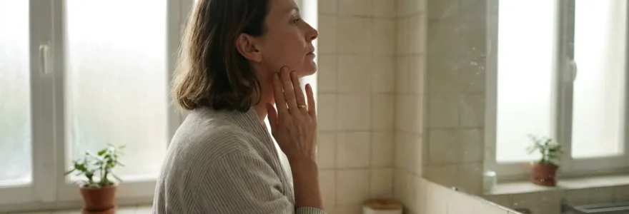 Femme 45 ans au soin naturel de sa peau, routine beauté collagène